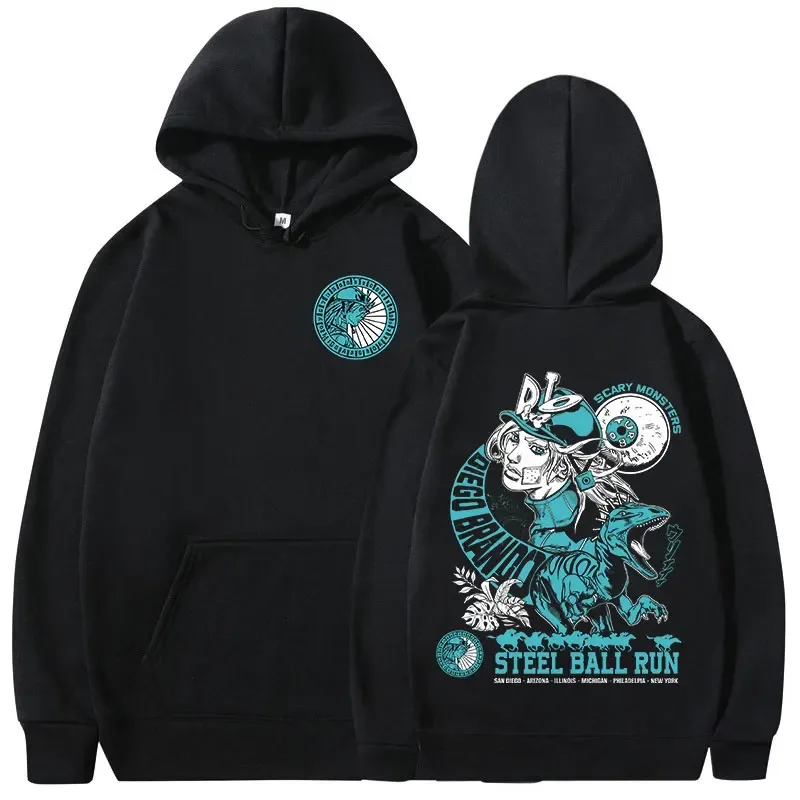 Anime Jojo Bizarre Adventure Hoodies STEEL BALL RUN Diego Brando Manga Graphic Sweatshirts Men's Long Sleeves Fleece Pullovers
