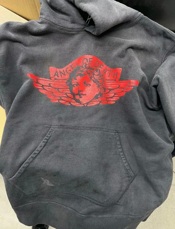 24FW SAINT Vintage Angel Printed Distressed Women Men Hooded Sweatshirt Hoodies Oversized Men Casual Cotton Pullover Hoodie — image 49