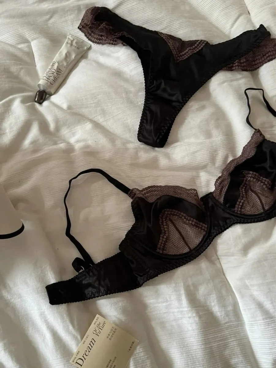 Sexy Lace Bralette & Panty Set - Comfortable Embroidery Underwear for Women Breathable Lingerie