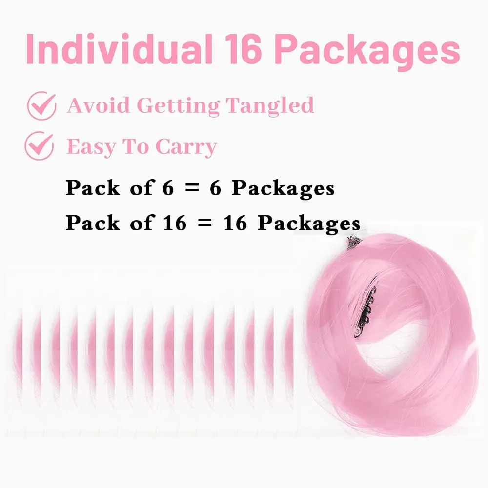 6 Pcs Black Hair Extensions 22 Inch Curly Wavy Colored Hair Colorful Clip in Extensions Highlight Party for Kids Girls Synthetic — image 3