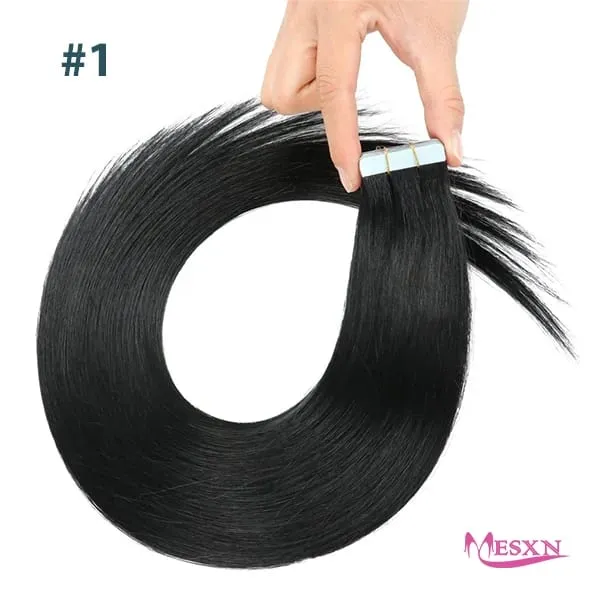 Tape In Hair Extensions 100% Really Human hair Extensions 16"-24" Black Brown Blonde Invisible Can dye For Salon