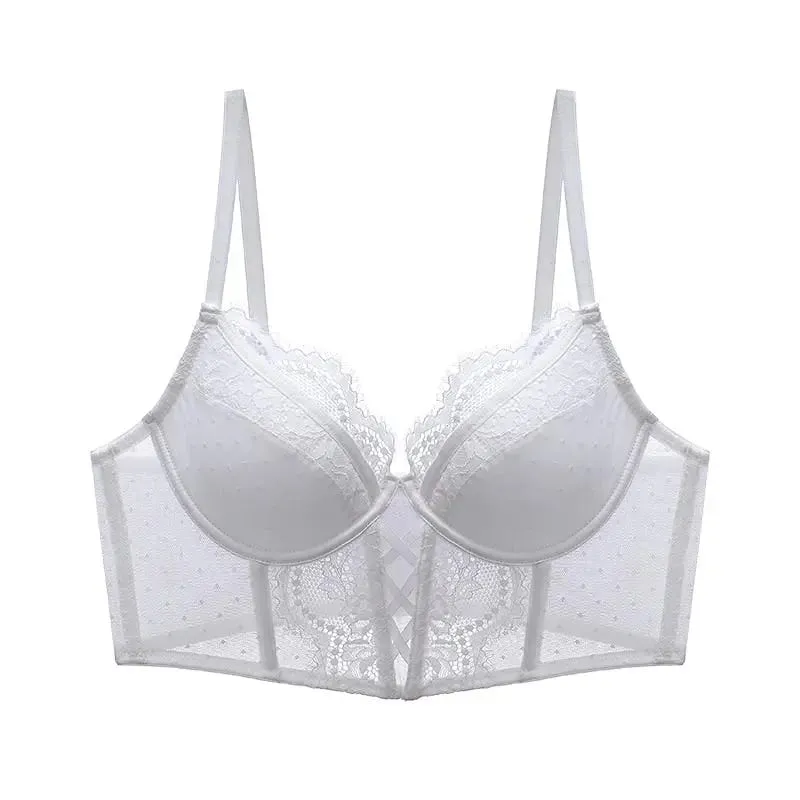 Lingerie Push Up Lace Bra & Garter Set Petite Small Bust Chemise with Soft Underwire Bra Fishbone Shaping Corset Top Size S-XL — image 8