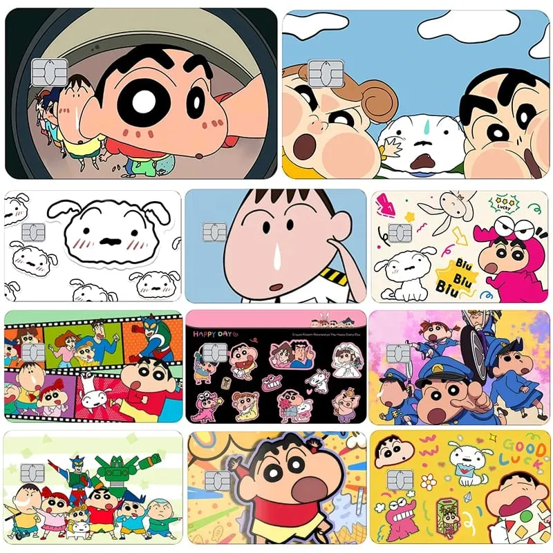 Anime Crayon Shin-Chan Matte Sticker Film Tape Skin for Credit Card Debit Card Cartoon Waterproof Stickers Small Chip Gifts Toys — image 1