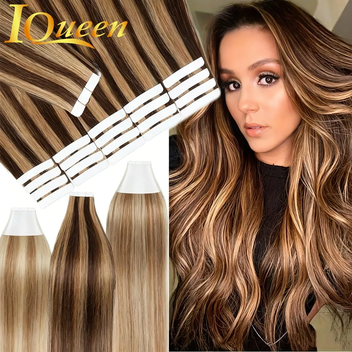 Highlight 4/27 Straight Tape In Human Hair Extensions 100% Human Hair — image 1