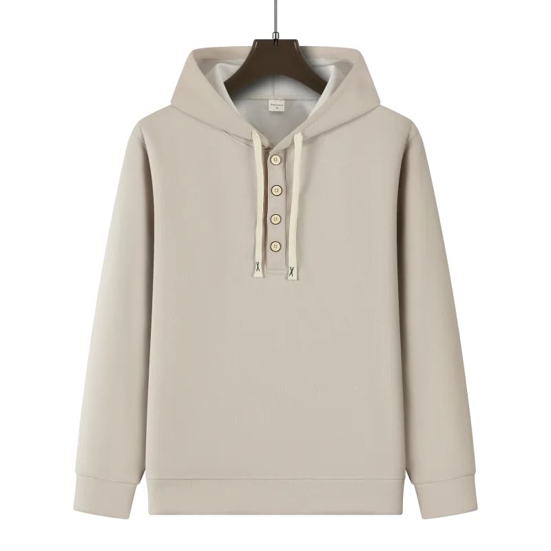 Four button hooded sweatshirt autumn winter men's new long sleeved hooded sweatshirt fashionable and casual men's sportswear, — image 10