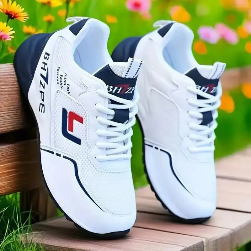 Men's Fashionable Low-Top Color-Blocked Breathable Mesh Running Sneakers