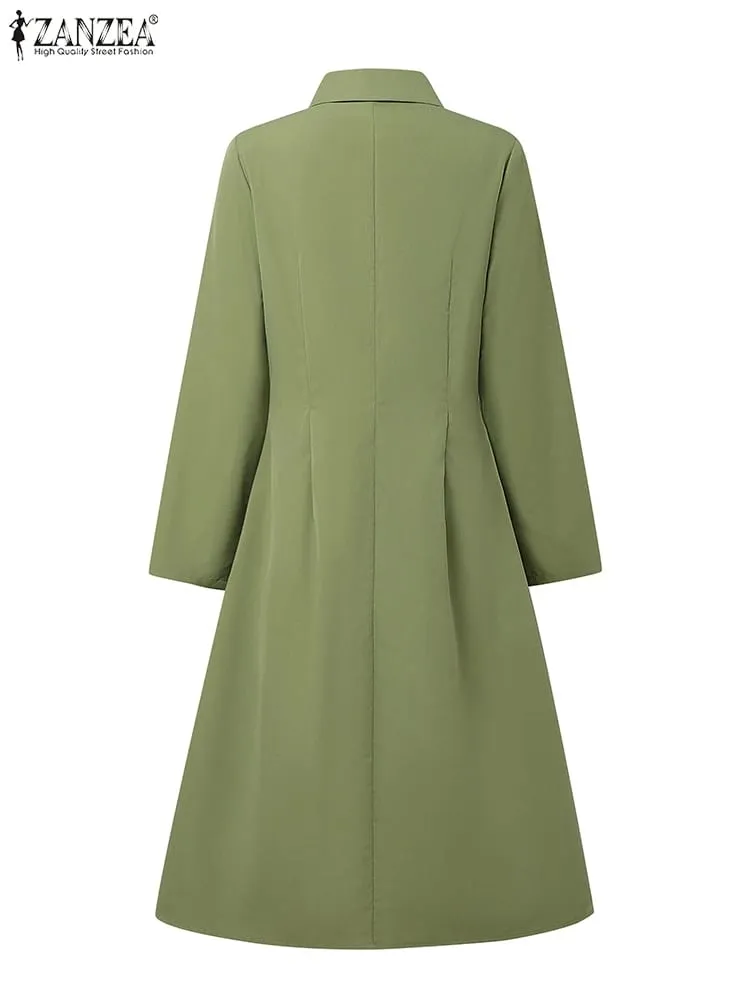 Stylish Autumn Overalls Dress ZANZEA Women Fashion Shirt Dress 2025 Elegant Long Sleeve Dresses High Waist OL Work Sundress Robe — image 5