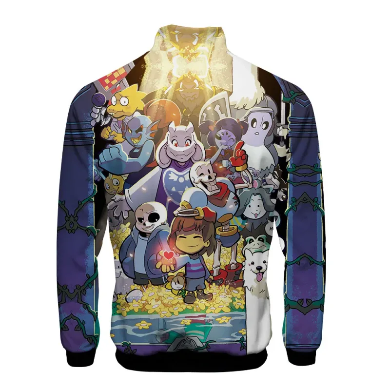 Luxury Popular Sans Undertale 3D Print Zipper Raglan Jacket Windbreaker Boys/Girls Comfortable Stand Collar Jackets Coats — image 5
