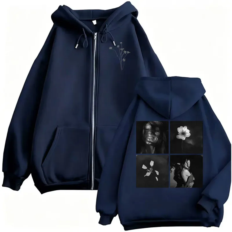 Ariana Grande Petal Album Merch Photo with Floral Sweatshirt Jacket Coat Men Women Fashion Aesthetic High Quality Zip Up Hoodies — image 4