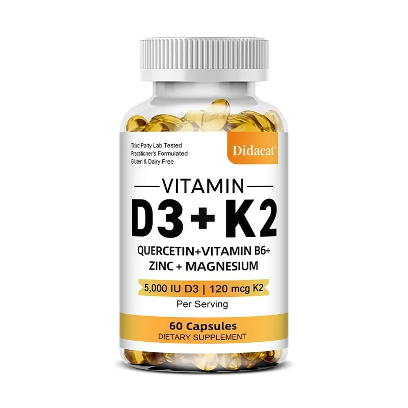 D3 + K2 Vitamin Dietary Supplement - Bone and Heart Health Support Help Regulate Calcium Metabolism - 120 Softgels — image 8