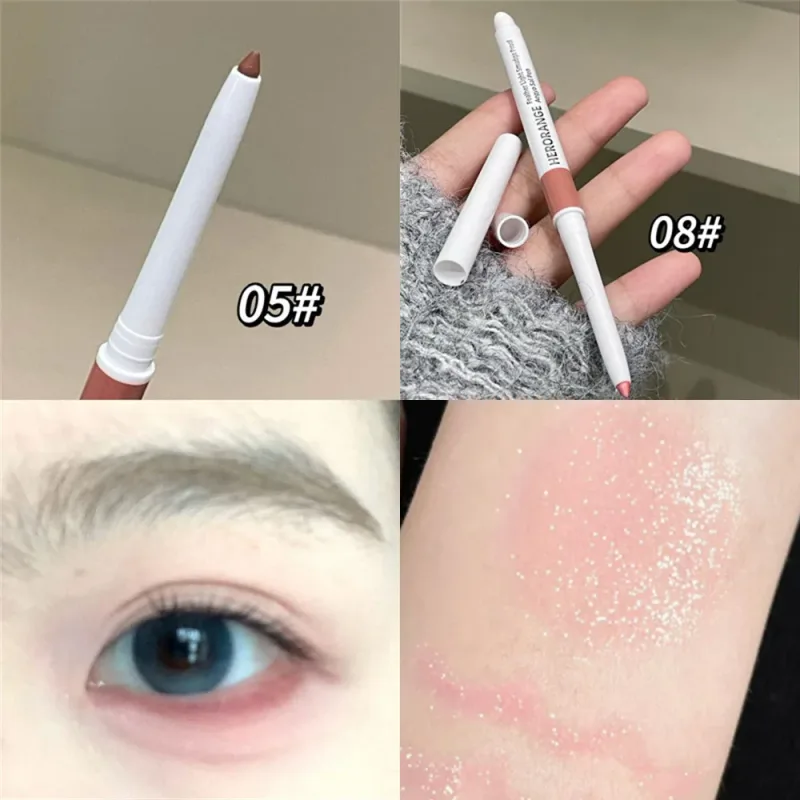 Double-ended Ultra-fine Gel Eyeliner Pencil Pink Brown Under Highlighter Pen Waterproof Matte Aegyosal Lying Silkworm Eye Makeup