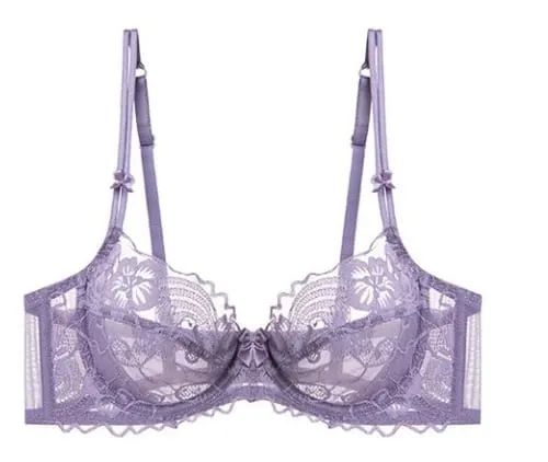 Everyday Lace Lingerie Ultra-thin Breathable Upper Support Anti-sag No Sponge Transparent Bra Set ladies Basic Underwear S-XL — image 18