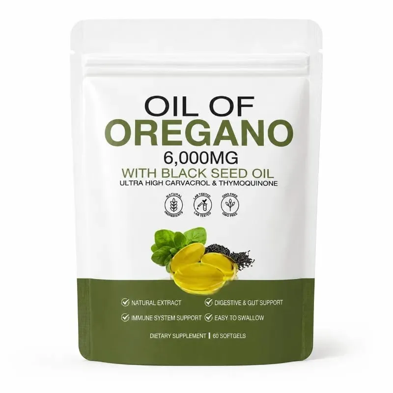 Oil of Oregano Softgels 6000mg with Black Seed Oil for Immune System & Digestive Support Soy-Free Gluten-Free 60 Softgels — image 9
