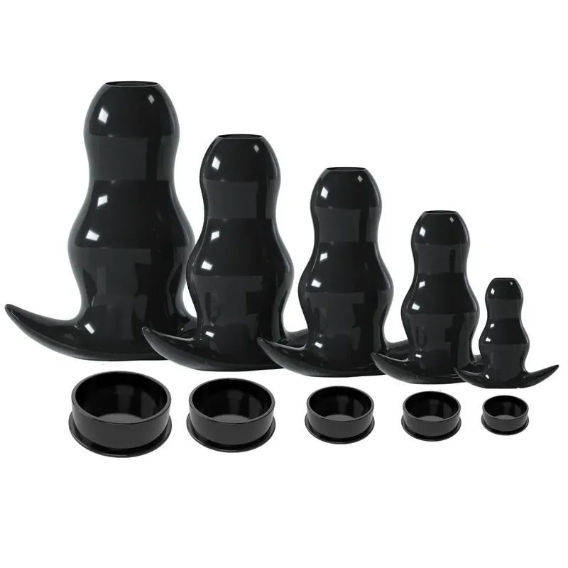 Paarse TPE holle tunnel buttplugset - Afgestudeerd open anale brancardpluggen Flexibel seksspeeltje voor mannen en vrouwen