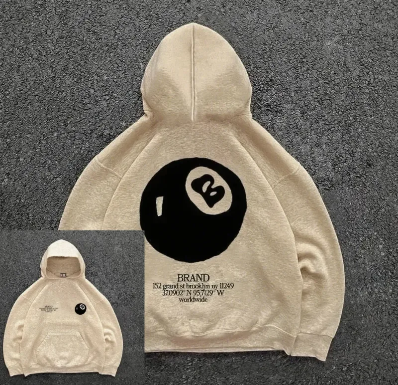 New billiard print street autumn and winter warm hooded sportswear soft casual top high-quality comfortable clothing — image 5