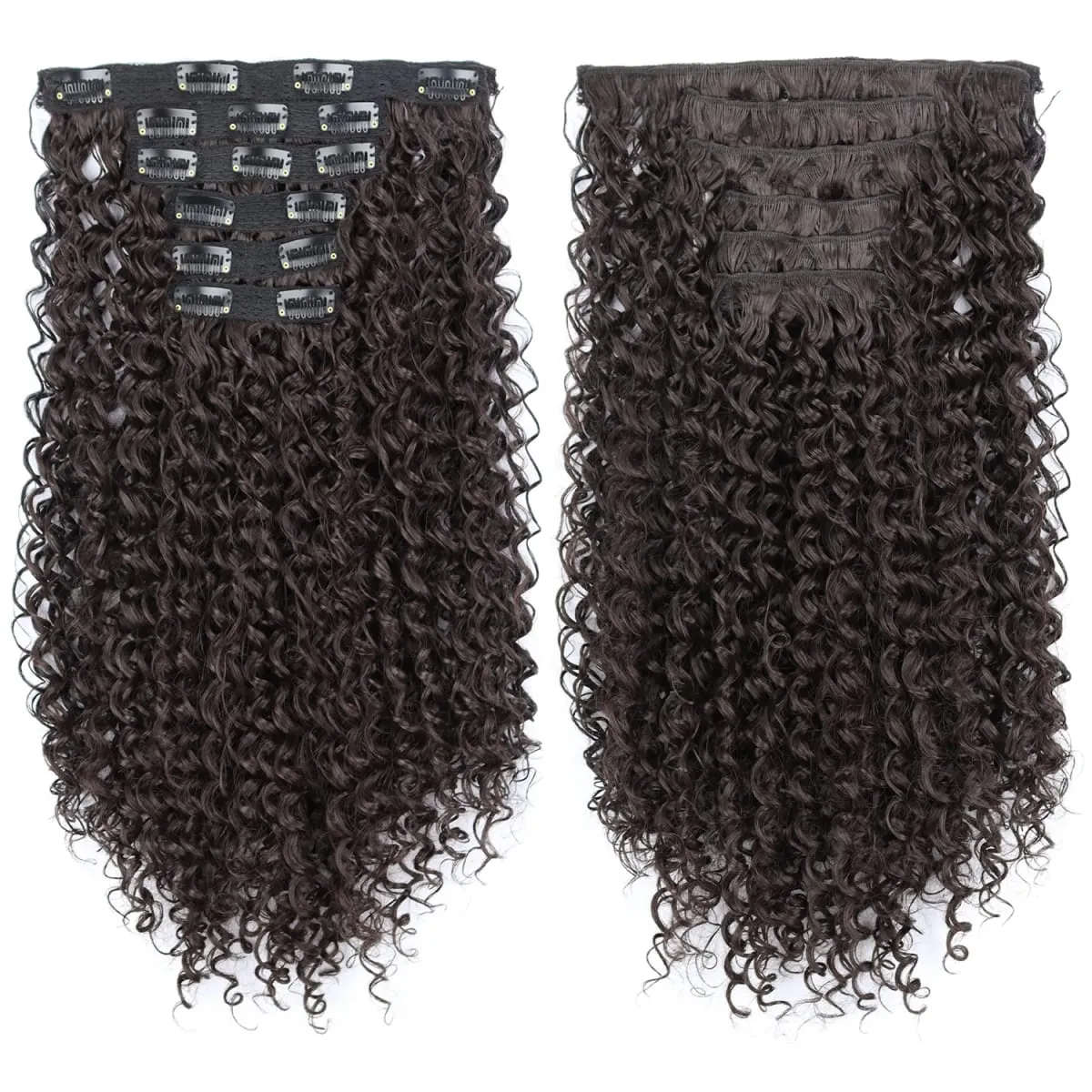 Synthetic Kinky Curly Clip On Hair Extensions Black Blonde Fluffy Kinky Curly Full Head Fake Pieces Hair Extensions For Women