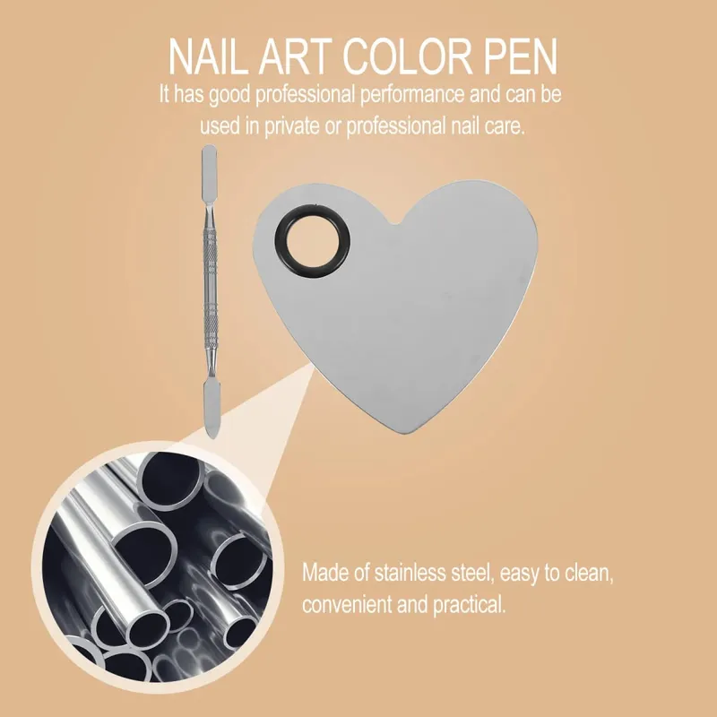 1Set Herz Form Nail art Werkzeug Edelstahl Make-Up Platte Einfach Sauber DIY Maniküre Farbe Mischen Palette