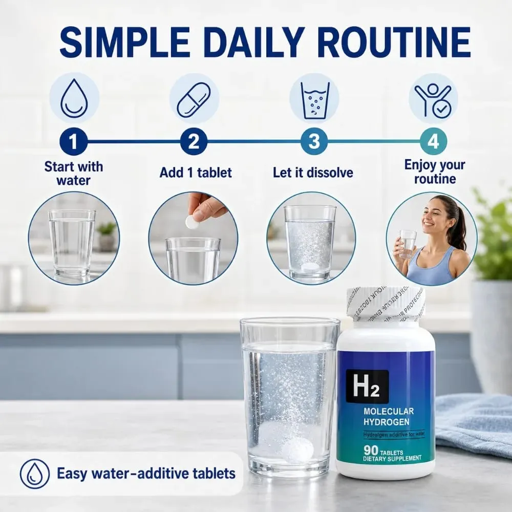 Molecular Hydrogen Tablets H2 Magnesium 80mg Antioxidant Energy Brain Health Unflavored Non GMO 90 Tablets Dietary Supplement — image 4