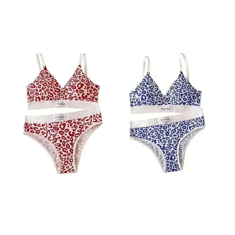 1/2/3set Women V-Neck Bra And Panties Set Low Waist Panties Female Sexy Lingerie Set Leopard Print Cotton Bra Sport Underwear — image 19