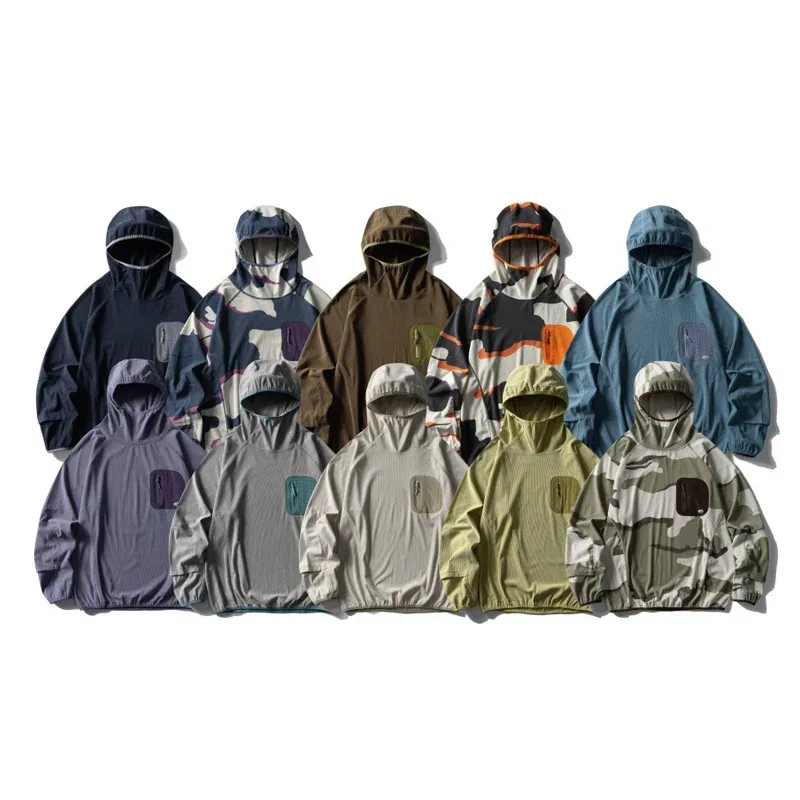 Outdoor Sport Hoodies Men Women Lightweight Fleece Long Sleeve Breathable Pullovers Hooded Sweatshirt Unisex Track T Shirts Tops — image 8