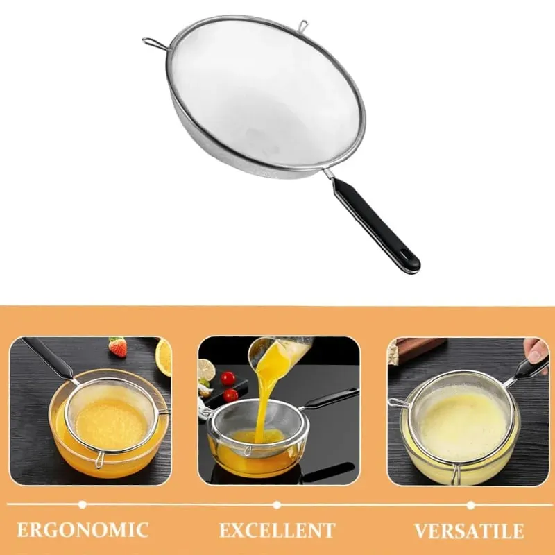 Premium Fine Mesh Strainer for Your Festive Kitchen - Versatile 6.3 Inch Stainless Steel Sieve for Fruits Broths and Baking Prep — image 4