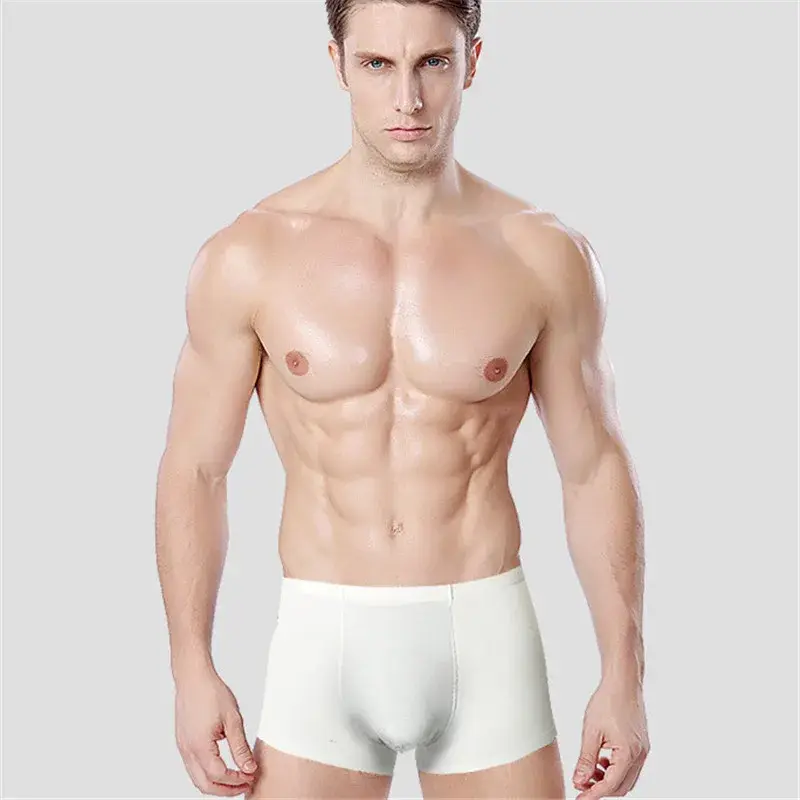 원활한 얼음 실크 복서 남자 솔리드 컬러 남성 속옷 울트라 얇은 섹시한 속옷 여름 멋진 트렁크 반바지 — image 4