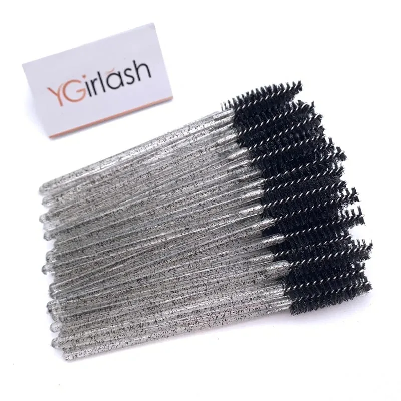 YGirlash 50ks Lash Swans Crystal Aplikátor řas Jednorázové diamantové držadlo Nylonové kartáčky na řasenky Kosmetické nástroje — image 8