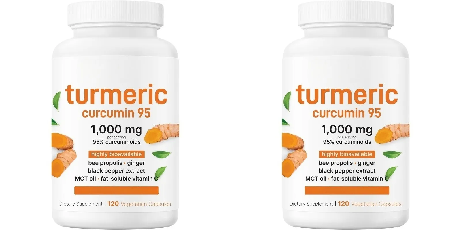 Turmeric Curcumin Supplement 1 000mg–95% Curcuminoids with Black Pepper & Ginger–Supports Joint & Antioxidant Health 120Capsules