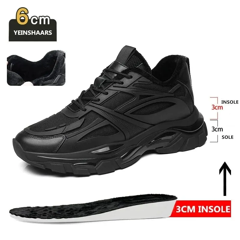 Four Seasons Thick and height-increasing sports shoes men's genuine leather mesh casual men's shoes trendy shoes