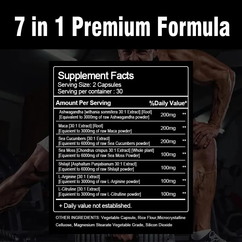 Potente mezcla de vitaminas a base de hierbas y marinas para hombres, suplemento energético para mejorar la vitalidad masculina y el bienestar general