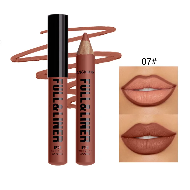 Matte Lip Liner Son Môi Bút Gỗ Có Thể Cắt Kẻ Viền Môi Lâu Dài Không Dính Vào Cốc Không phai màu