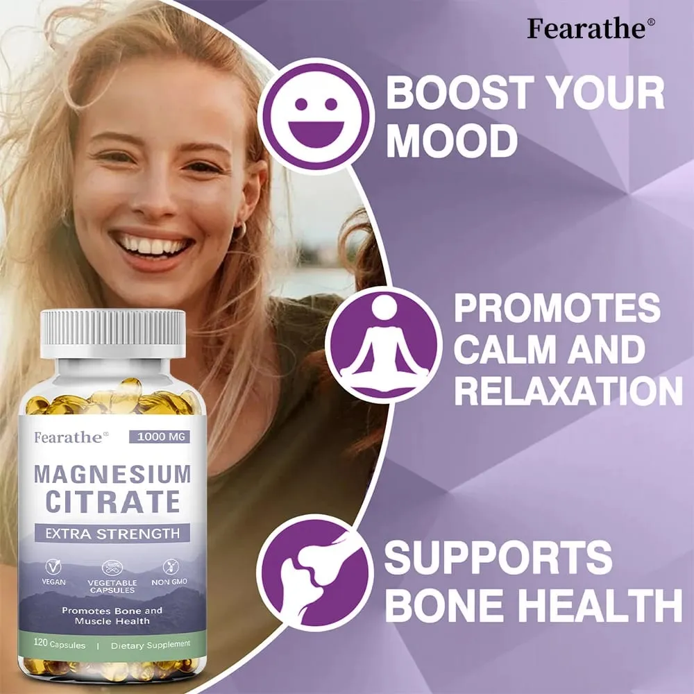 Magnesium Citrate Capsules - Dietary Supplement for Muscle Nerve Bone and Heart Support - Gluten Free Non-GMO - 120 Capsules — image 5