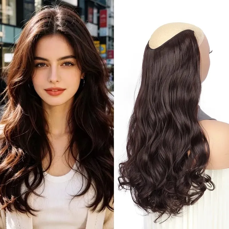 24Inch Synthetic Long Curly Clip on Hair Extension Heat-Resistant Fibers Volume Natural Invisible Hairpiece for Women Daily Use — image 10