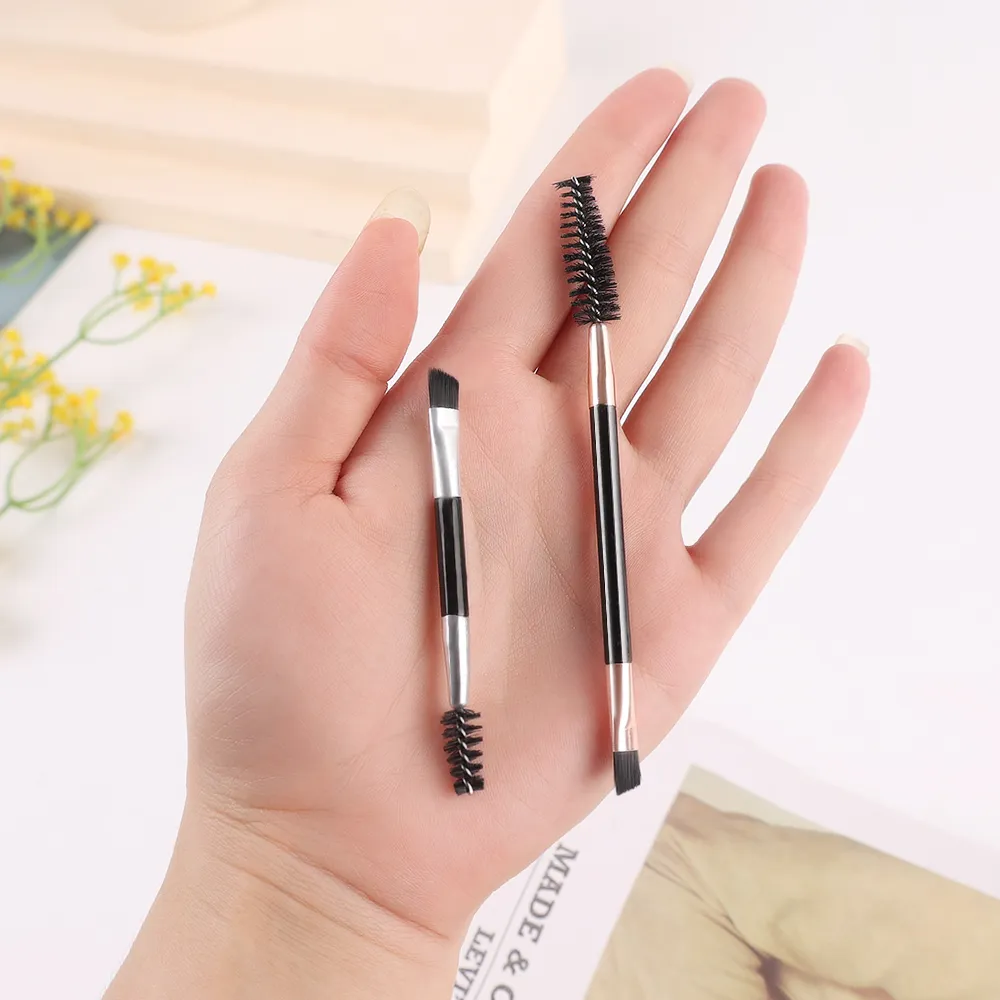 Double-headed Angled Eyebrow Brush Eyelash Comb Propesyonal na Makeup Brushes para sa Brow Eyelash Extension High Quality Eye Brushes — image 5