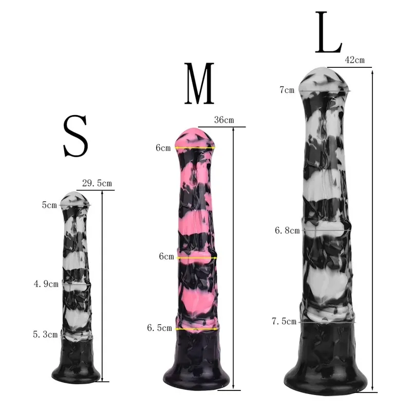 3 size S M L Colorful Large Long Silicone Fantasy Horse Dildo With Suction Cup Anal Dildo Penis Sex Toys for Women Men — image 8