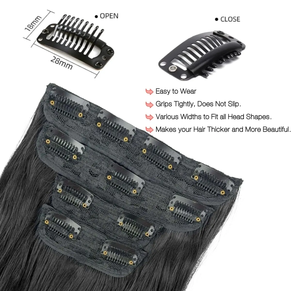 4-Piece Set Women's Synthetic Clip-in Wig Extensions Long Wavy Thick Clip-in Wig Pieces Voluminous Wig — image 6