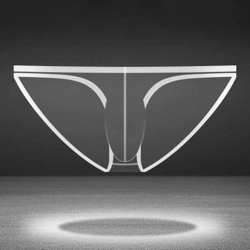 1PC été nouveaux sous-vêtements hommes glace soie slips Ultra-mince Transparent respirant Sexy confortable taille basse caleçons pour hommes 3256809692642600