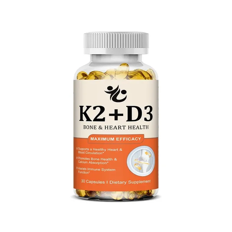 Vitamin D3 + K2 Capsules Support Calcium Absorption Bone & Joint Wellness Cardiovascular Function and Immune System Health