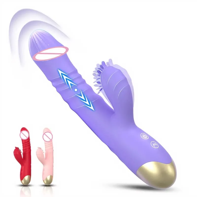 Tongue Licking Vibrator For Women G-Spot Clitoral Stimulation Adult Sex Toy 10 Stretch Modes 10 Vibration Modes Thrusting Dildo — image 1