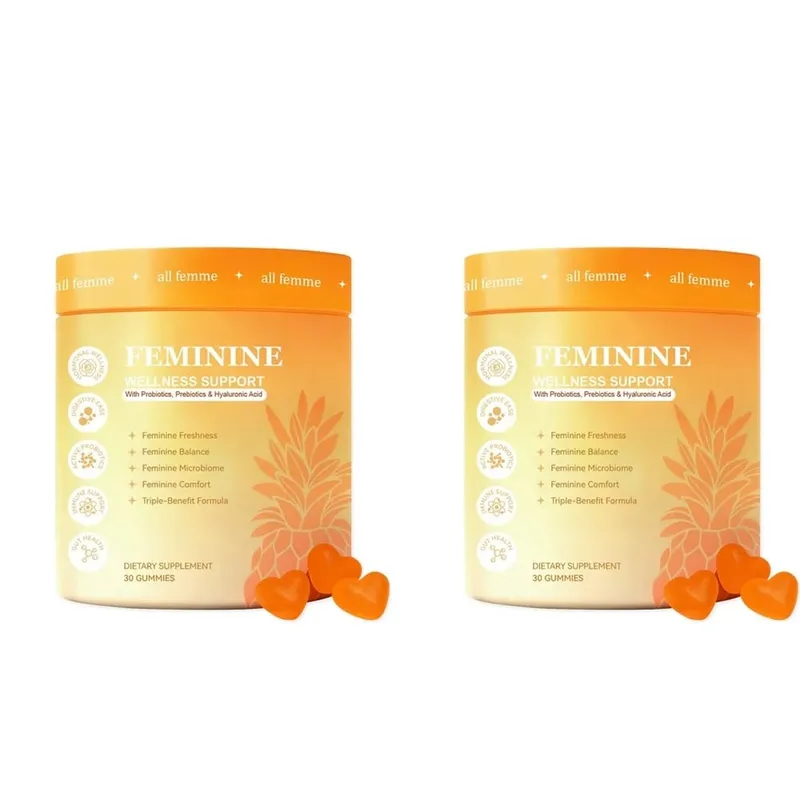 All Femme Chewable Feminine Wellness Support Gummies with Probiotics Prebiotics Hyaluronic Acid Vitamin B6 and Zinc 30 Gummies — image 8