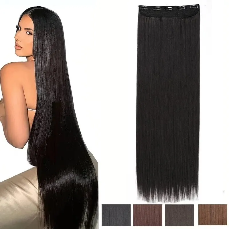 32Inch/40Inch Synthetic Long Straight Hair Extension Clip in Heat Resistant Natural Invisible Hair Accessory for Women — image 2