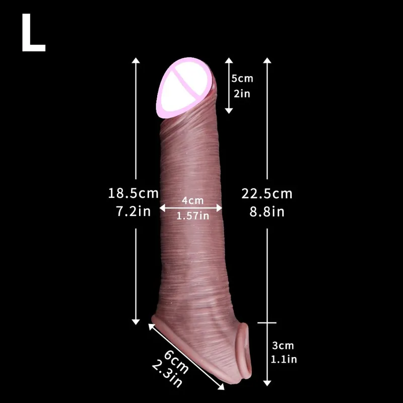 Fondina in silicone sottile con custodia per pene riutilizzabile realistica con estensore per l'ingrandimento del pene con anello anti-scatto per l'eiaculazione ritardata degli uomini