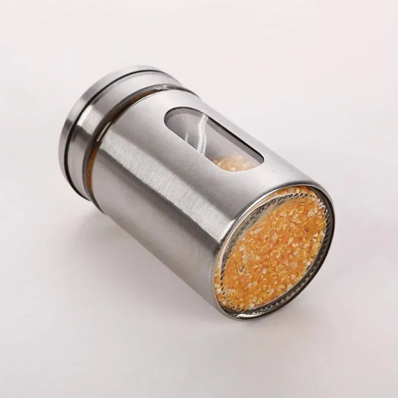 Stainless Steel Spice Shaker Seasoning Cans Rotate Camping Barbecue Jars Spice Storage Box Salt Sugar Pepper Storage Bottle