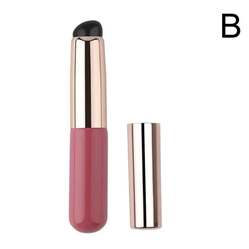 1Pc Silicone Lip Brushes with Cover Cap Concealer Brush Like Fingertips Q Soft Lipstick Makeup Brushes Round Head No Broken Pink — image 8