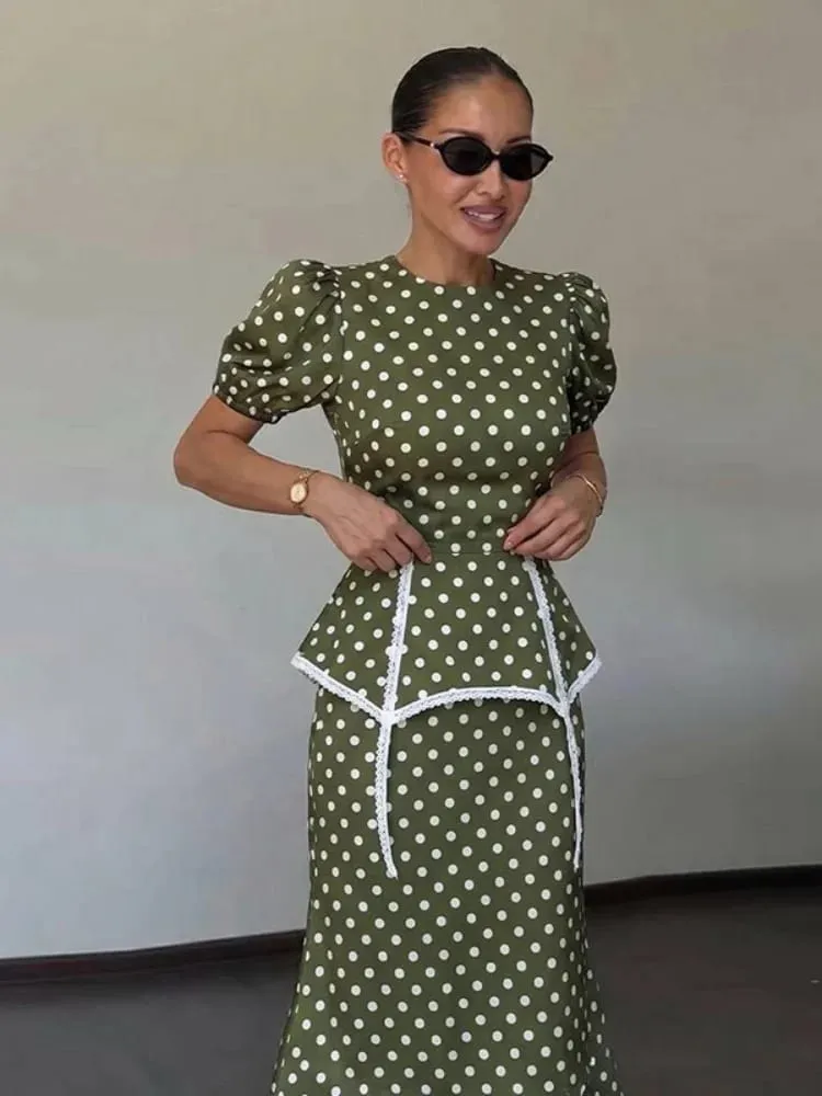 Women Dress Floral Print Satin Choker Neck Puff Sleeve Peplum Waist Maxi Dresses Elegant Vintage Beach Party Bodycon For Ladies — image 5