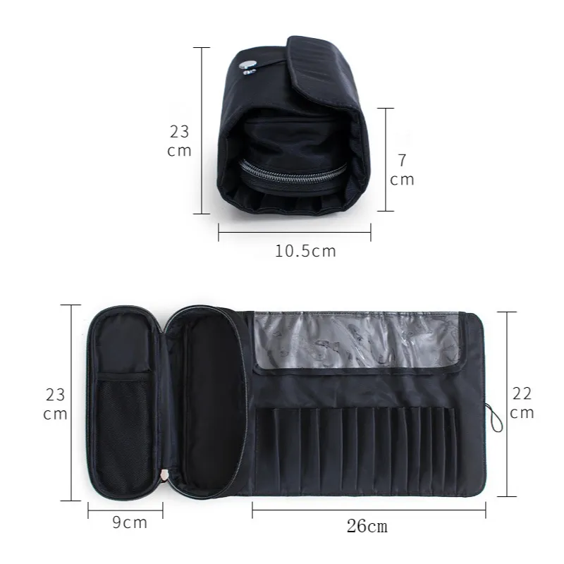 Sac de maquillage pour femmes, sac à pinceaux cosmétiques, organisateur de voyage, pinceaux de maquillage, outils pliables, sacs à roulettes, étui de maquillage en Nylon imperméable — image 3
