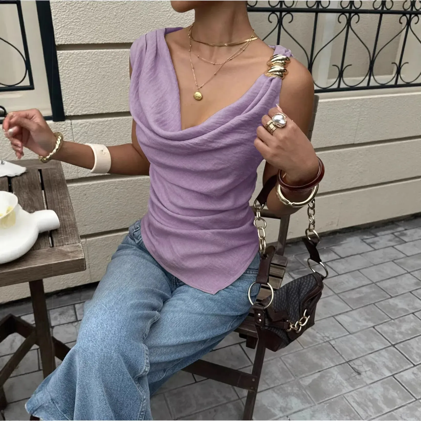 2026 New Women's Summer Tank Top with Metallic Accents — image 12