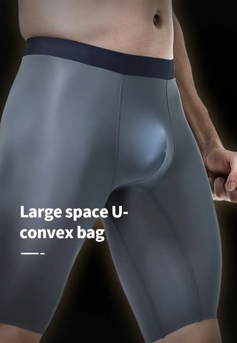 Men's sports underwear for summer, ice silk, quick-drying, extended, anti-friction legs, loose four-corner short underpants — image 7
