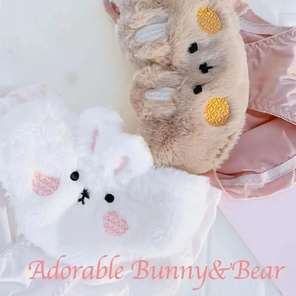 New Design Gathered Padded Bra and Panty Set Warm Adorable Lingerie Underwear Brief Cotton Polyester Fuzzy Lingerie — image 6