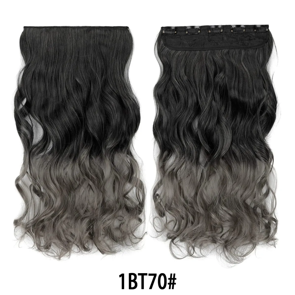 Jeedou Một Mảnh 5 Kẹp Lượn Sóng Ombre Kẹp Trong Tóc Dài Sóng Nước Tổng Hợp Xoăn Phần Lông Màu Cầu Vồng tóc